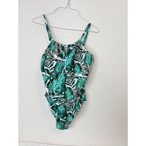 Sea And Sand Women’s Size 12 One Piece Palm Leaves Swimsuit